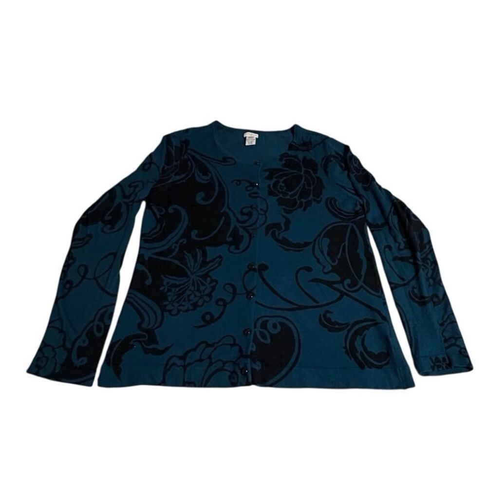 Jaclyn Smith Floral Long-Sleeve Button-Up Cardigan Sweater Women's Size Xl